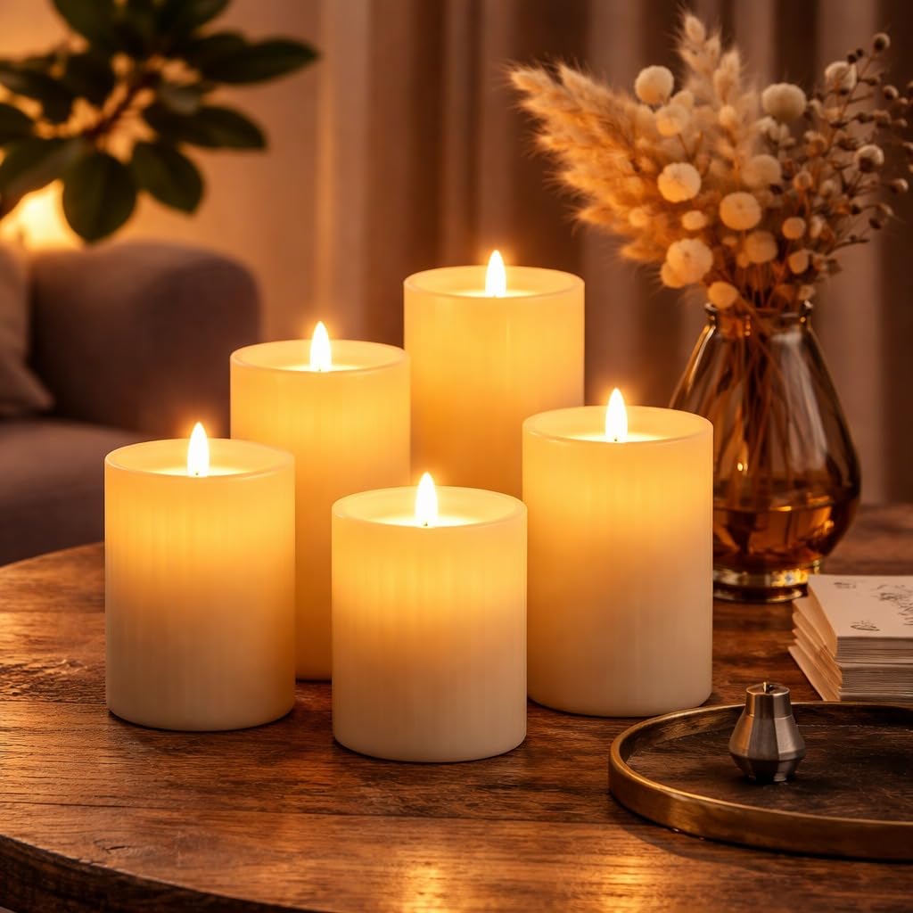 VERVENIX LED Candle Light Set – 5 Windproof Flameless Candles with